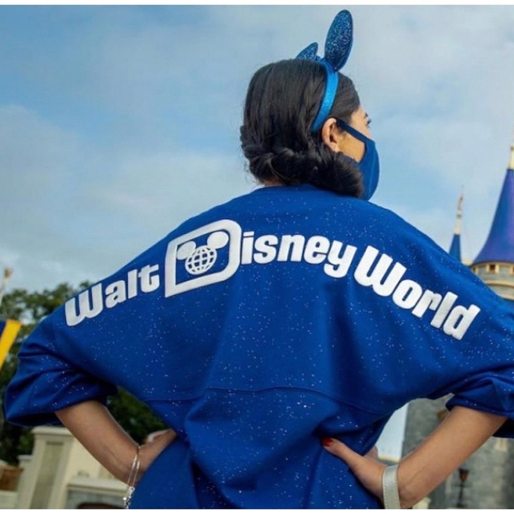 Walt Disney World Wishes come true spirit jersey blue silver glitter 2020 XL‎